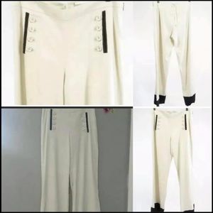 Cream navy anthropology pants